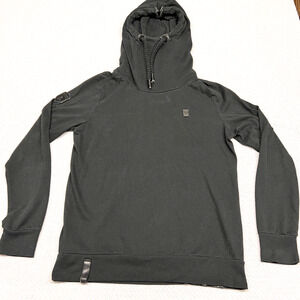 Naketano Hoodie Womens Large Black Pullover Cowl Fleece Activewear Casual